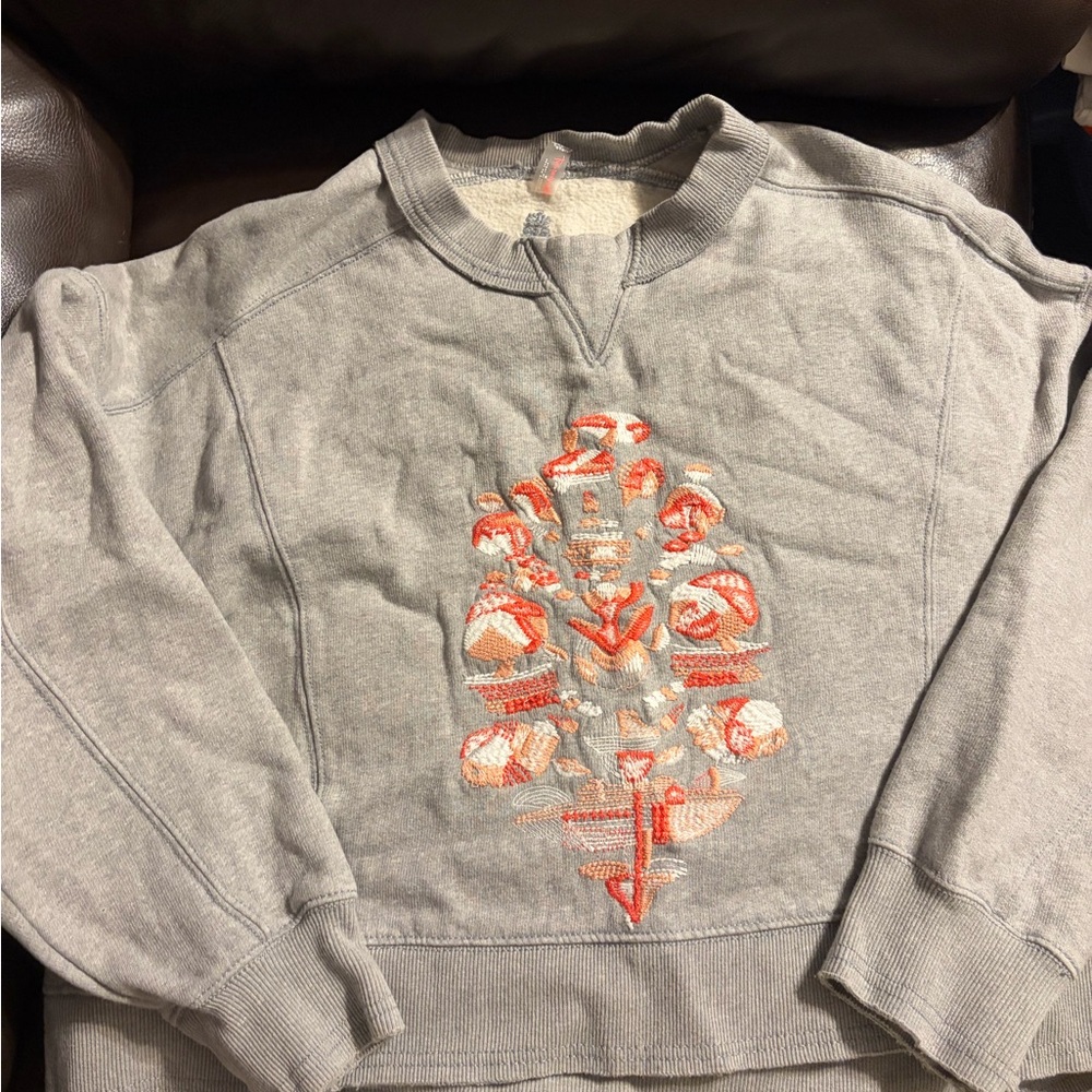 FP Movement by Free People Gray Sweater with Orange Accents
